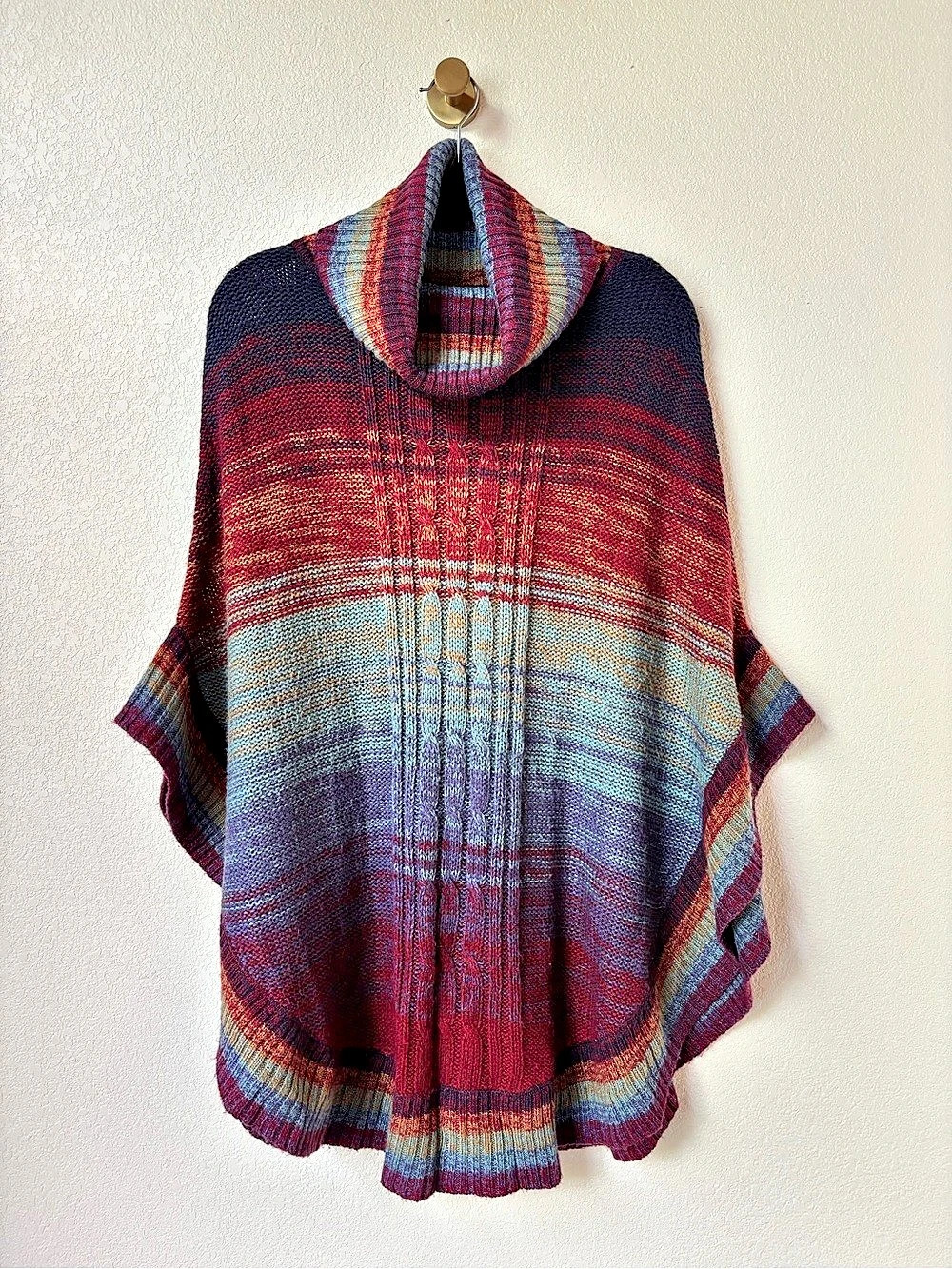 Crystal Kobe Striped Knit Poncho in Multicolor